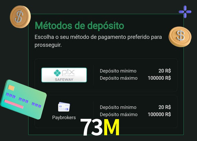 O cassino 73M oferece uma grande variedade de métodos de pagamento